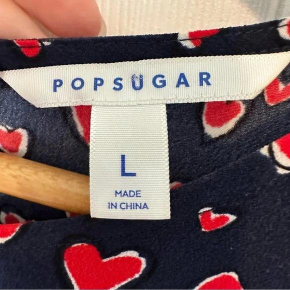 Pop Sugar Women’s Long Puff Sleeve Crew Neck A Line Midi Dress with Hearts Sz Lg - Picture 5 of 9